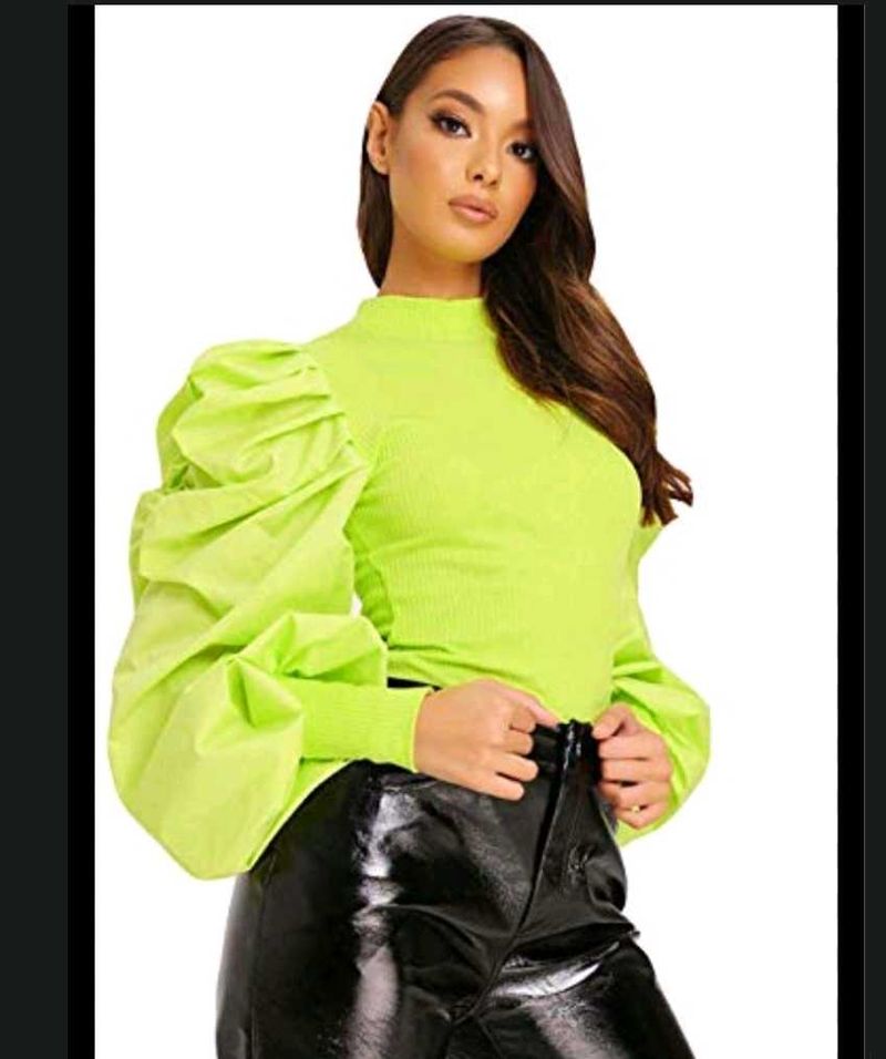 Neon Green Puff Sleeve Top
