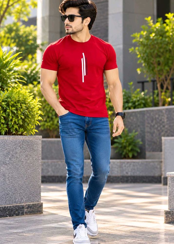 Men's Red Graphic T-Shirt