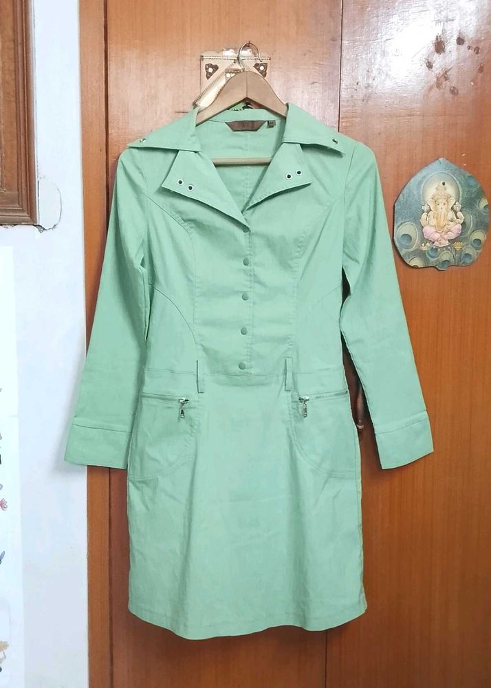Light Green Collared Shirt Dress