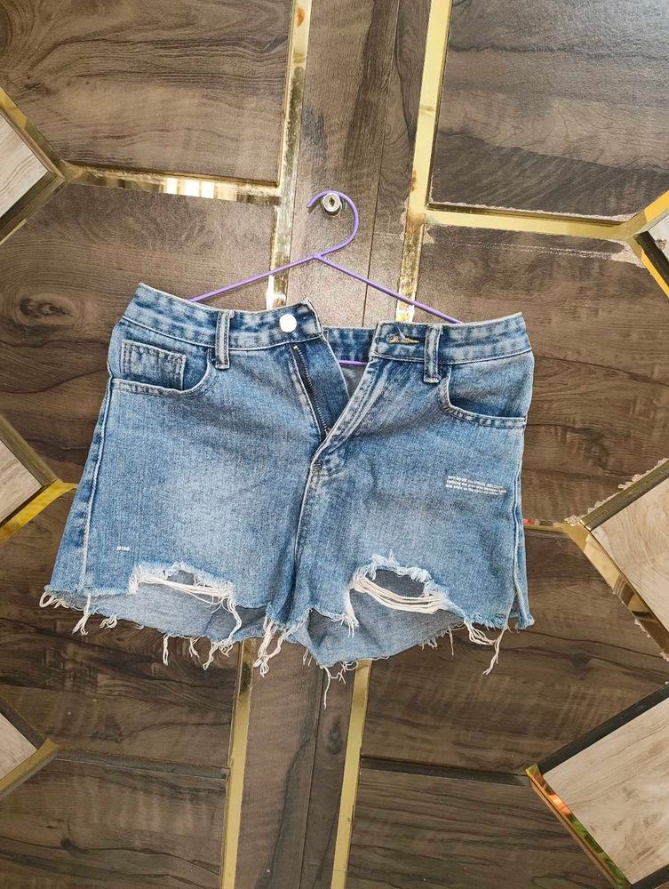 Distressed Denim Shorts