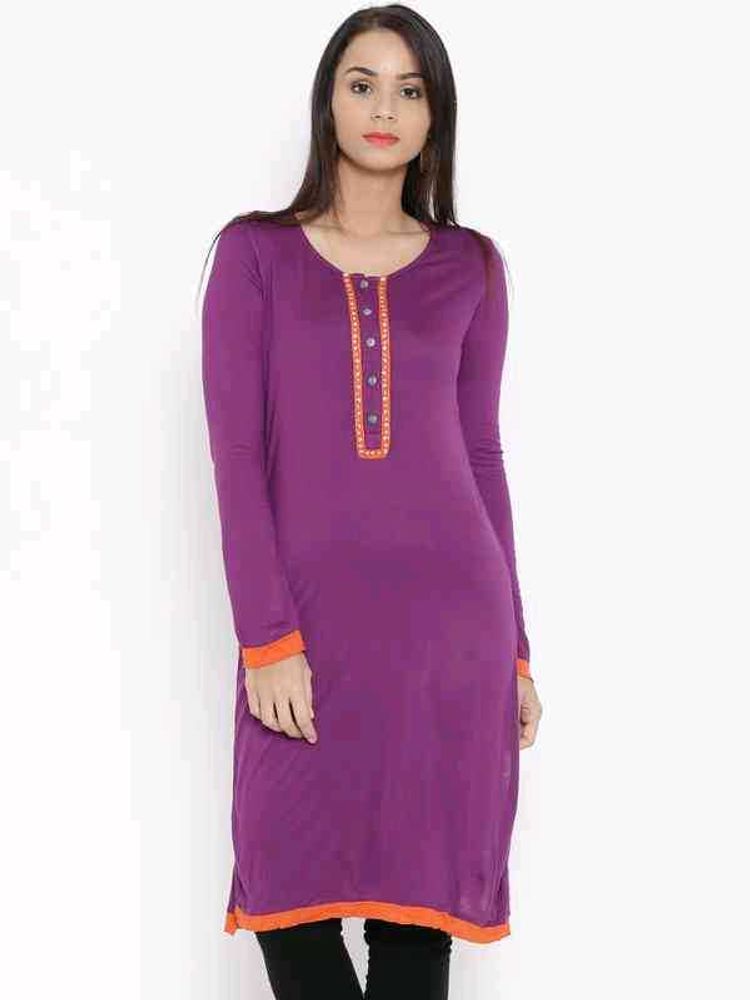 Purple Kurta with Orange Trim