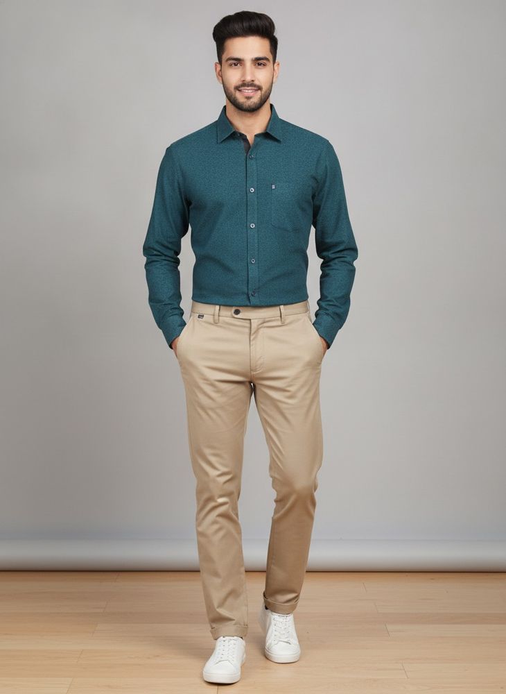Men's Stylish Teal Printed Shirt