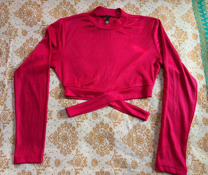 Ribbed Chic Red Crop Top