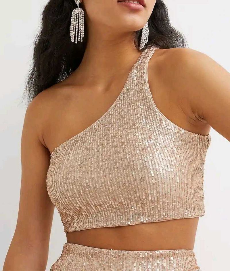H&amp;M Sequin One-Shoulder Top