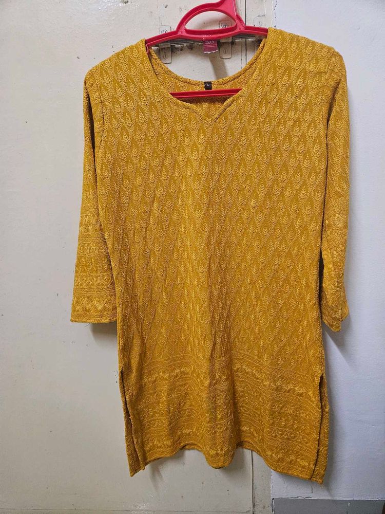 Yellow Embroidered Kurta
