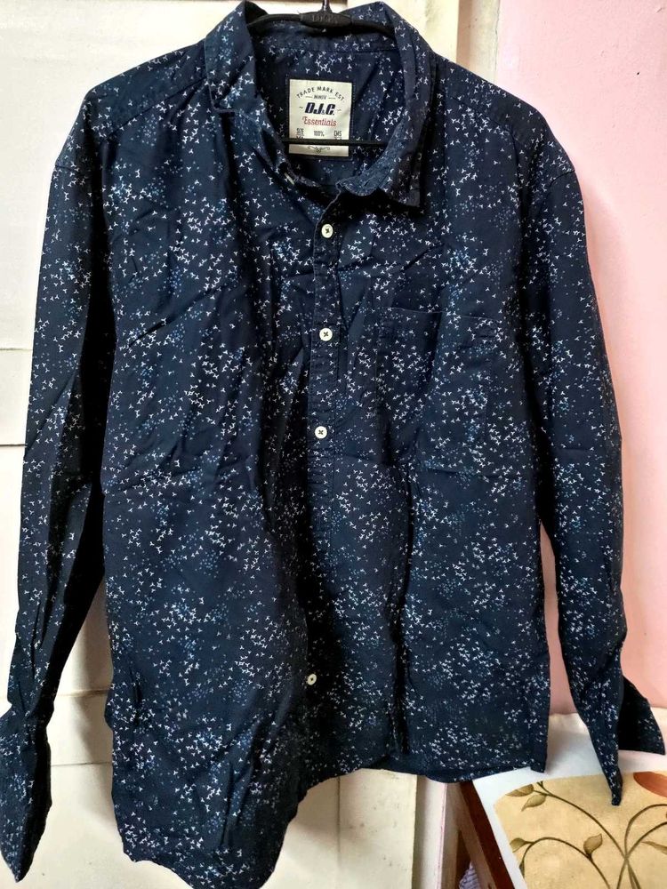 Branded DJ&amp;C Men's Navy Printed Shirt 44