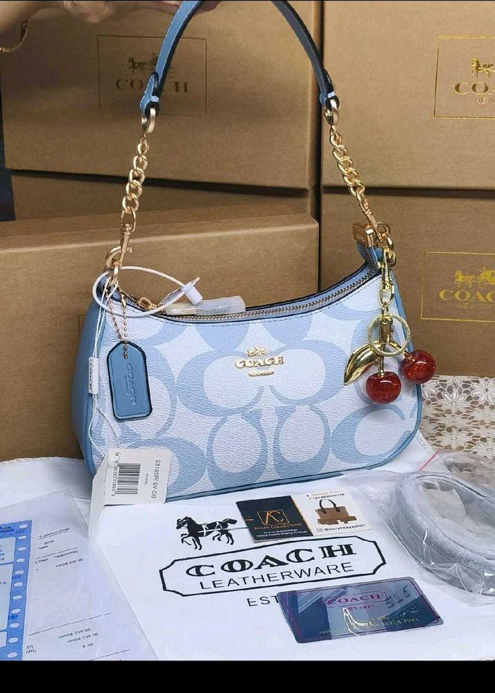 Coach Monogram Cherry Charm Shoulder Bag