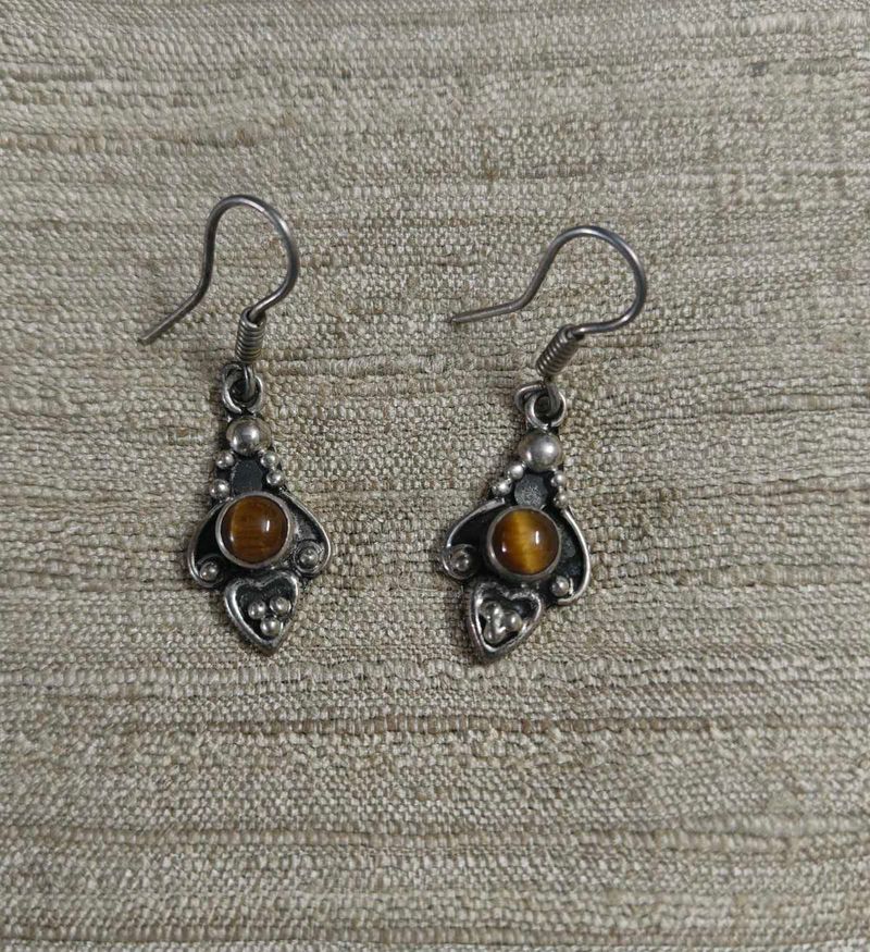 92.5 Tiger Eye Dangle Earrings