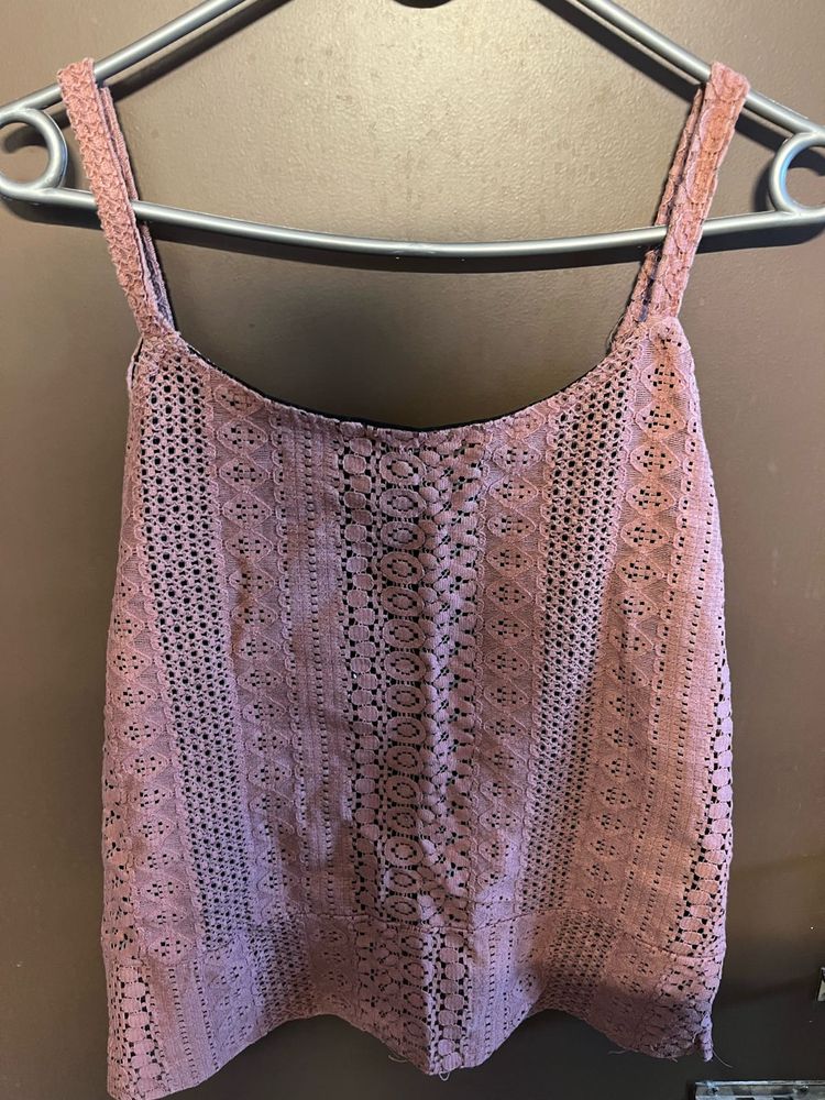 Mauve Crochet Tank Top