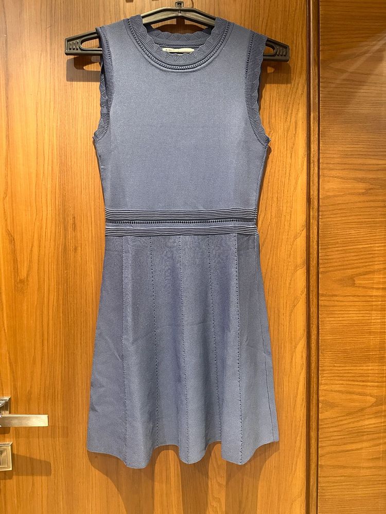 Blue Sleeveless Knit Dress