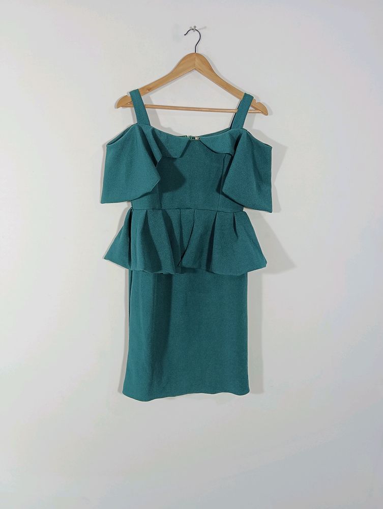 Sea Green Plain Casual Dress (Women)