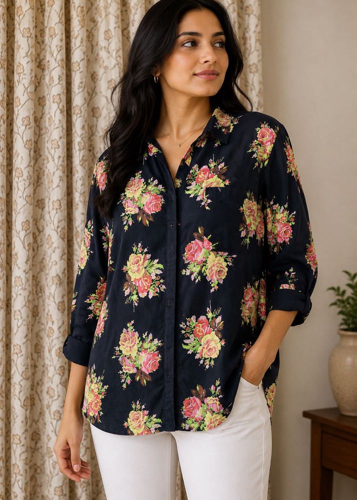 Floral Print Button-Up Shirt
