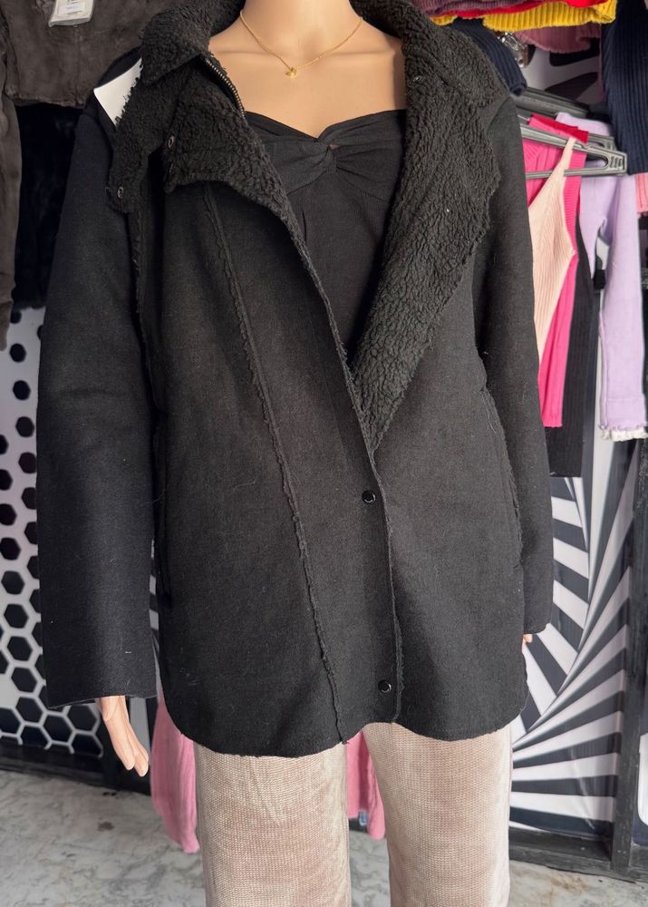 Black Sherpa Lined Coat