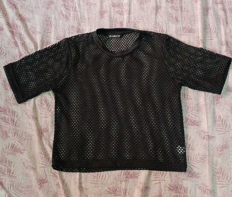 Black Fishnet Mesh Top