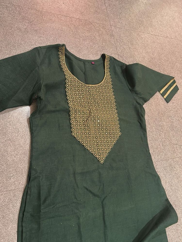 Combo of 2Elegant Green Embroidered Kurtas