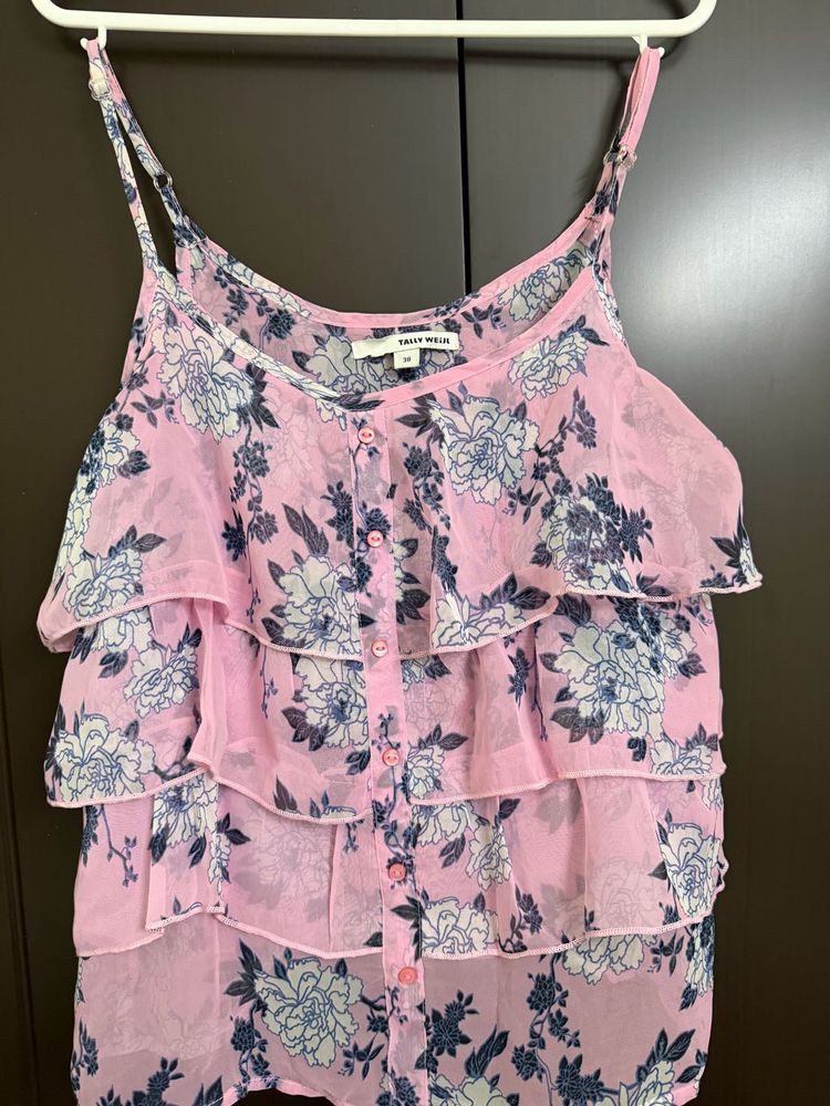 Pink Floral Tiered Camisole Top