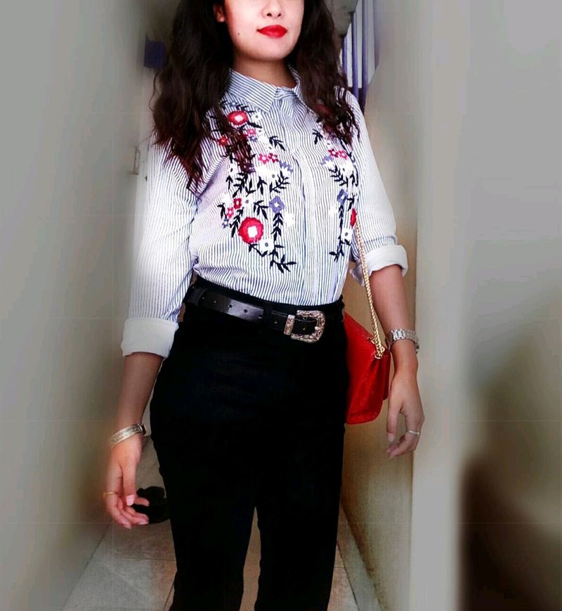 Mango Embroidered Shirt