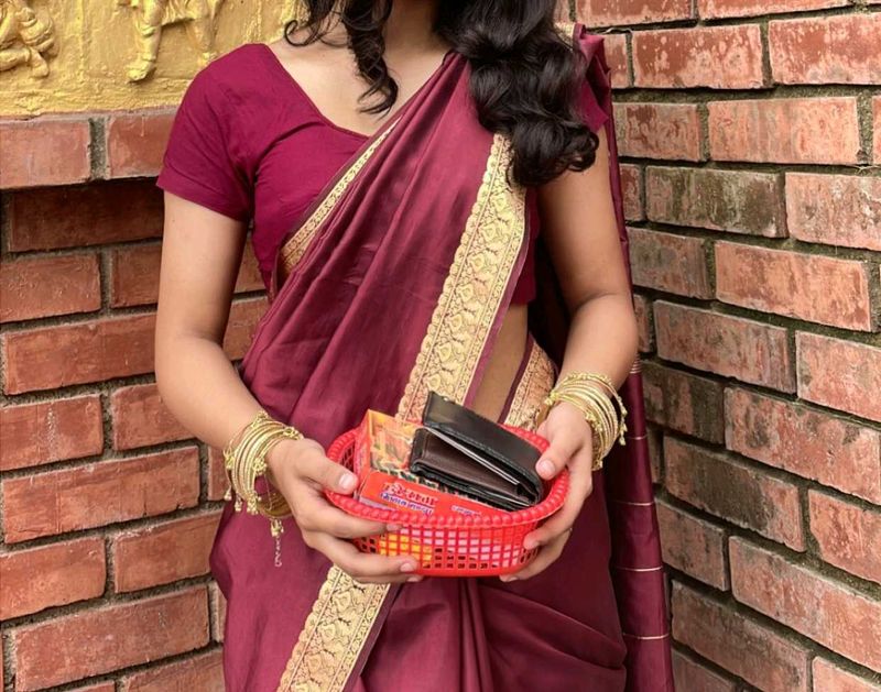 Elegant Maroon Satin Saree