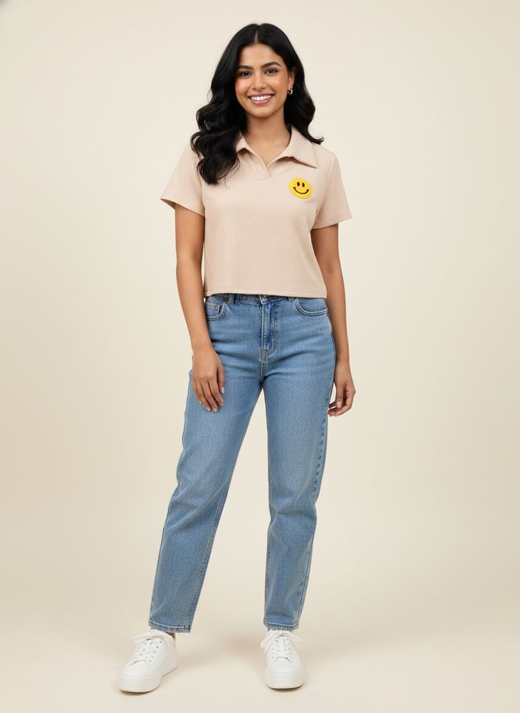 Cute Smiley Face Crop Top