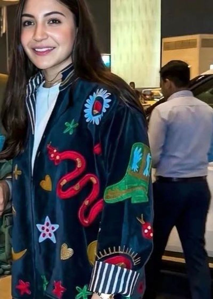 ANUSHKA SHARMA Embroidered Velvet Bomber Jacket