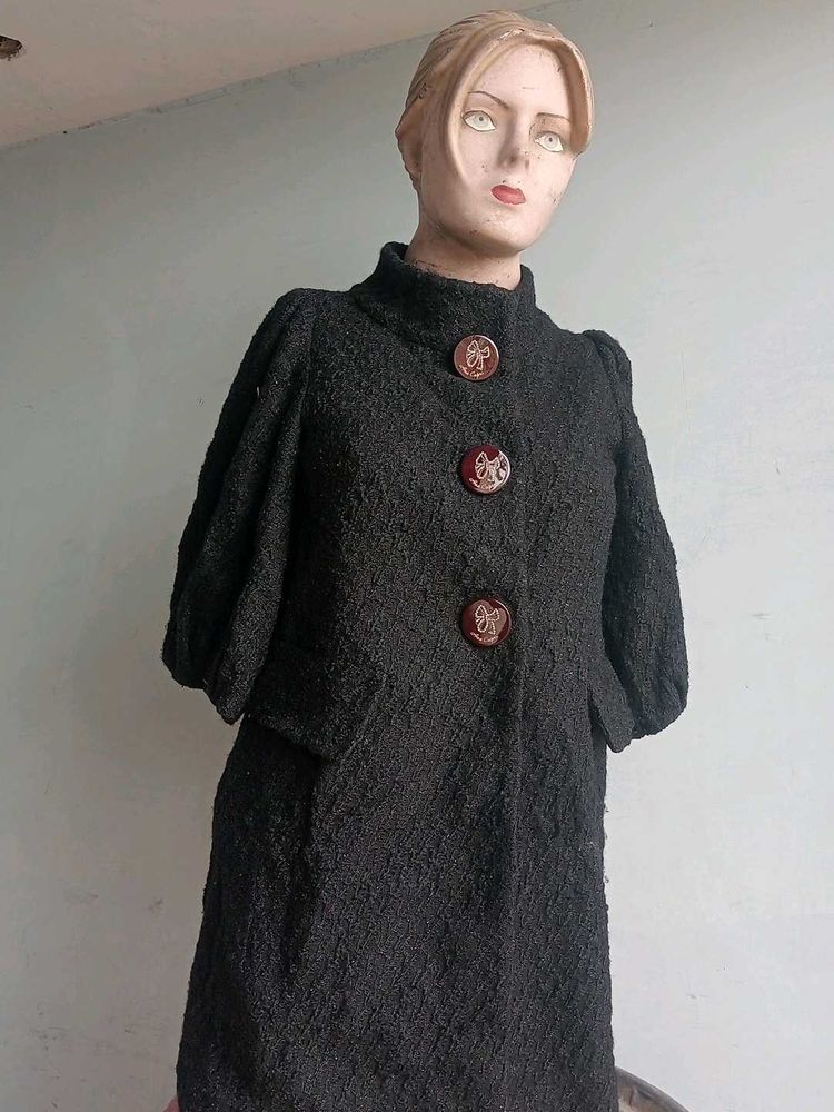 Vintage Black Textured Coat