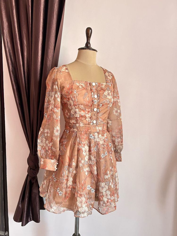 Floral Print Square Neck Dress