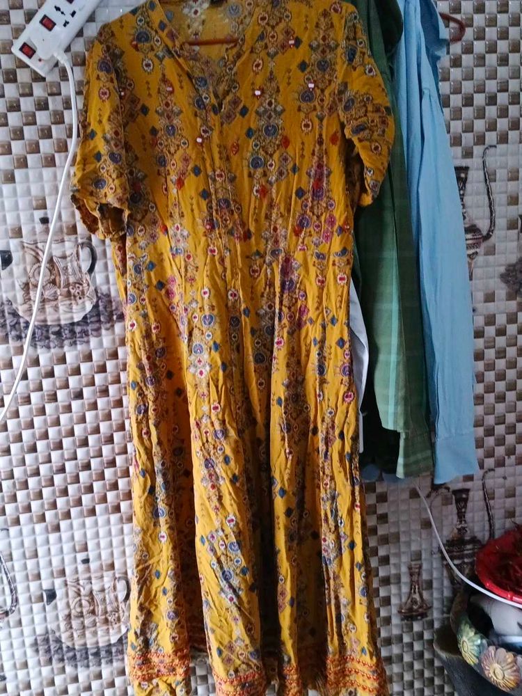 Vibrant Yellow Printed Kurta