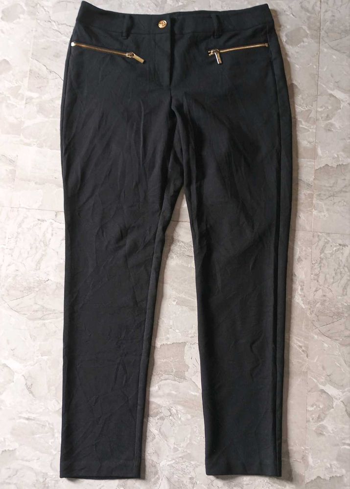 Michael Kors Chic Black Zip Detail Pants