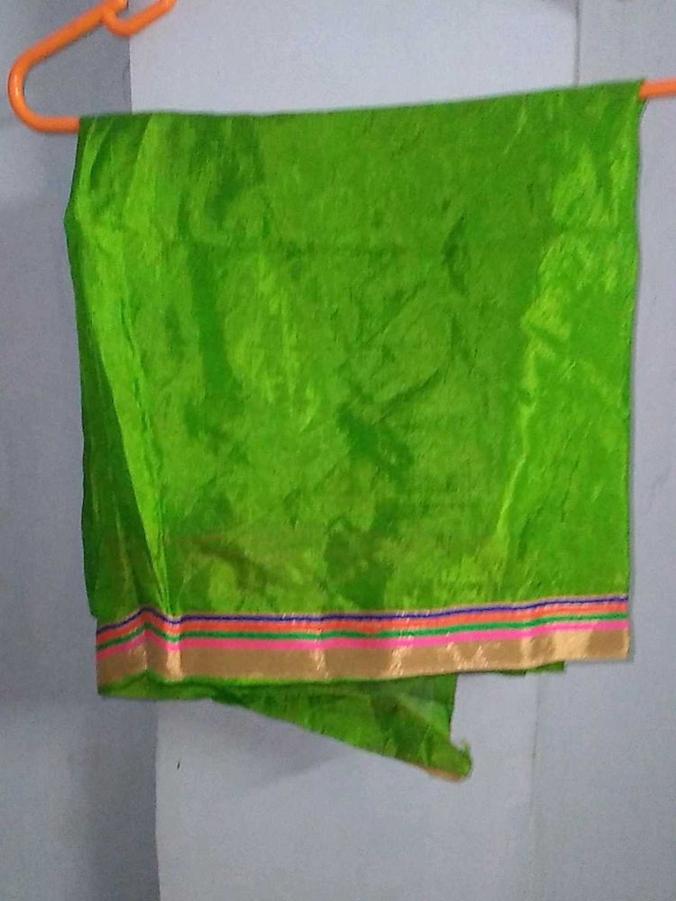 green odhni in silk with lace.