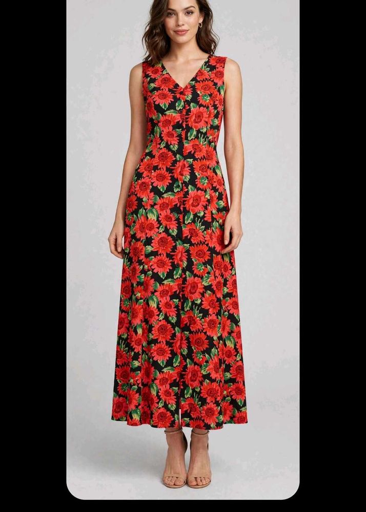 Vibrant Floral Print Maxi Dress