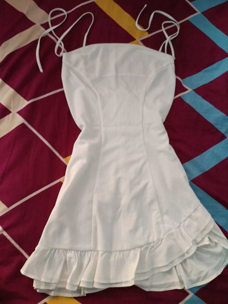 White Ruffle Mini Dress