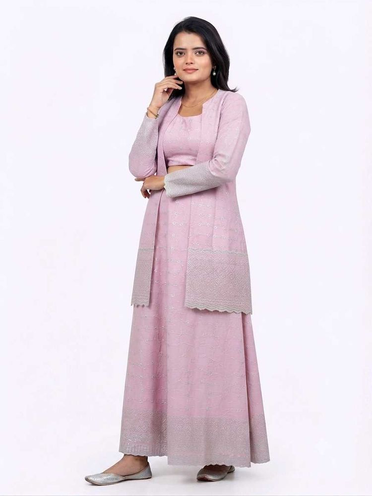 Elegant Indo Western Pink Lehenga Choli Set