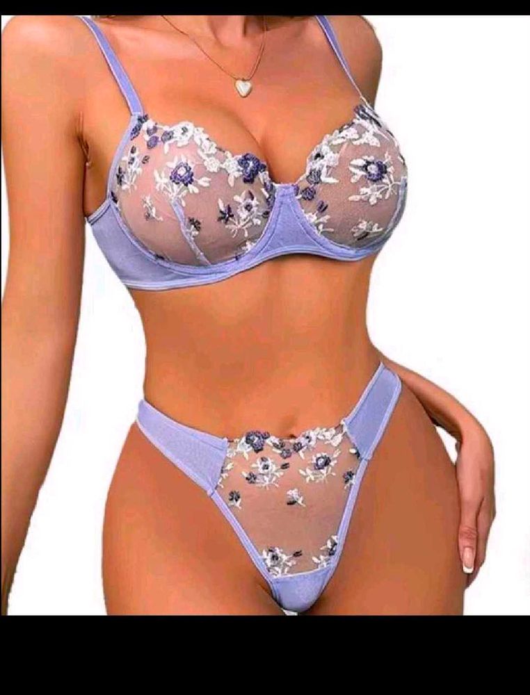 XL Floral Lace Embroidery Lingerie Set