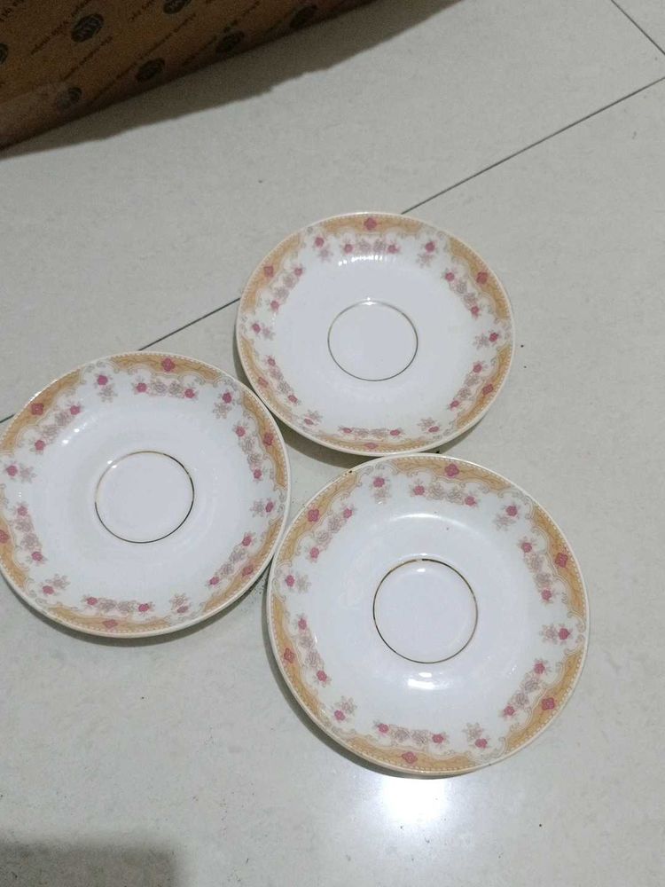 Set of 3 Floral Saucers
