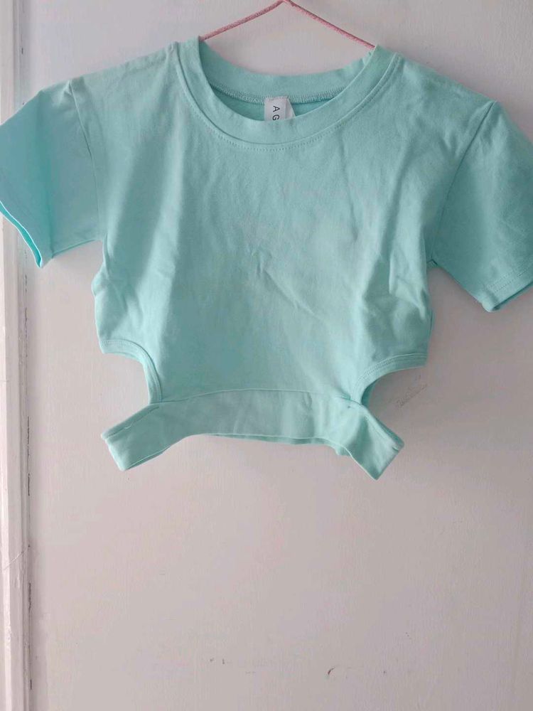 Mint Cut-Out Crop Top