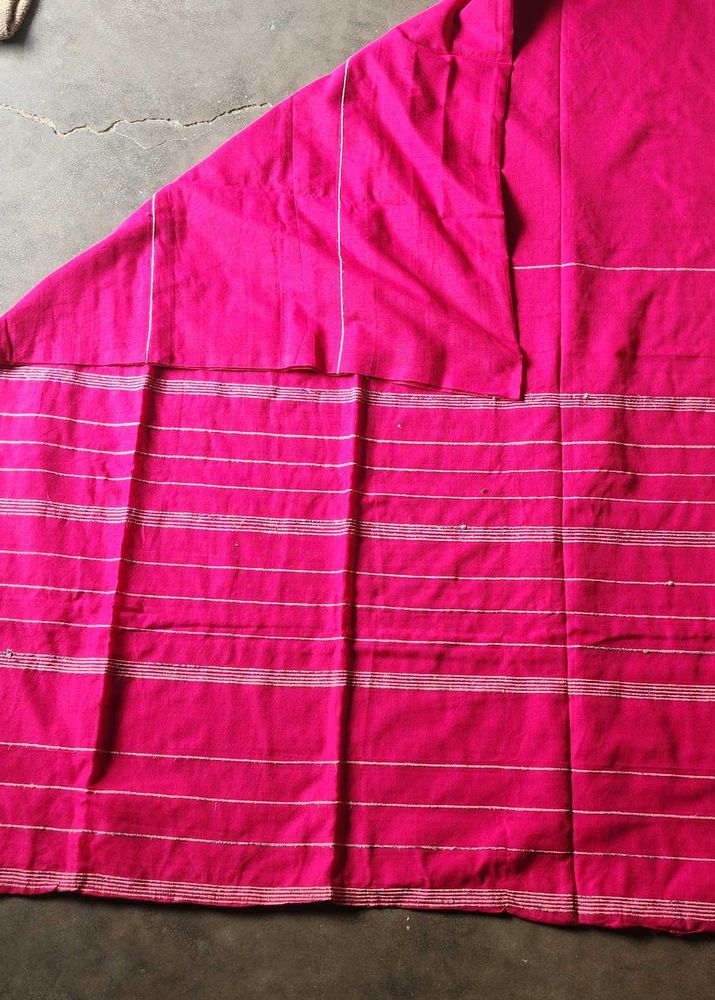 Vibrant Pink Saree with Striped Details kasssh sar