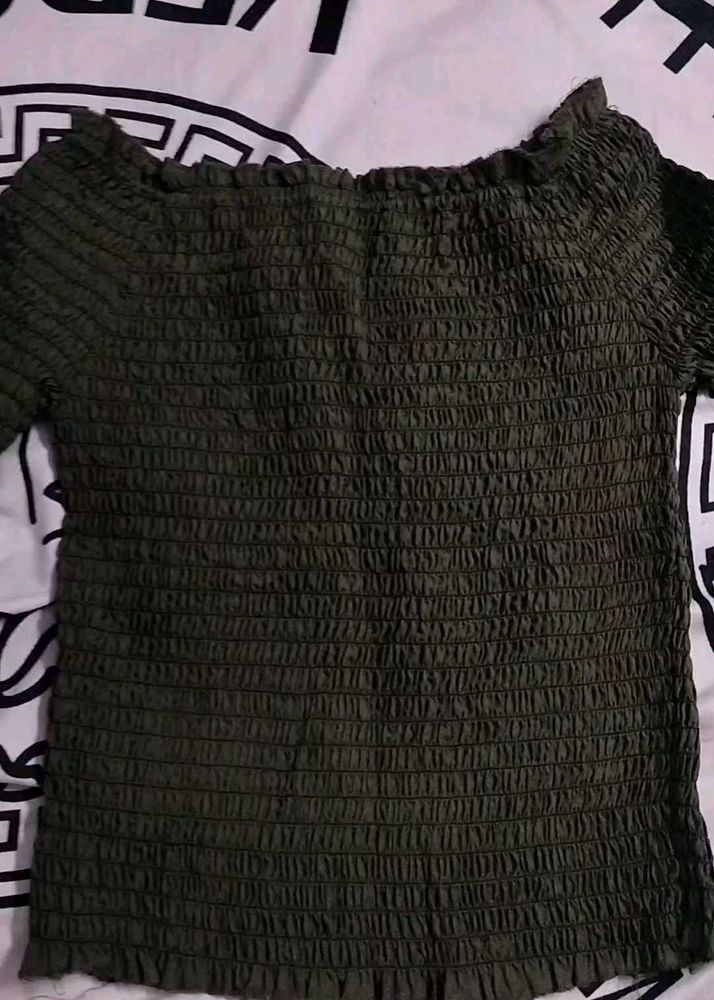Olive Green Smocked Top