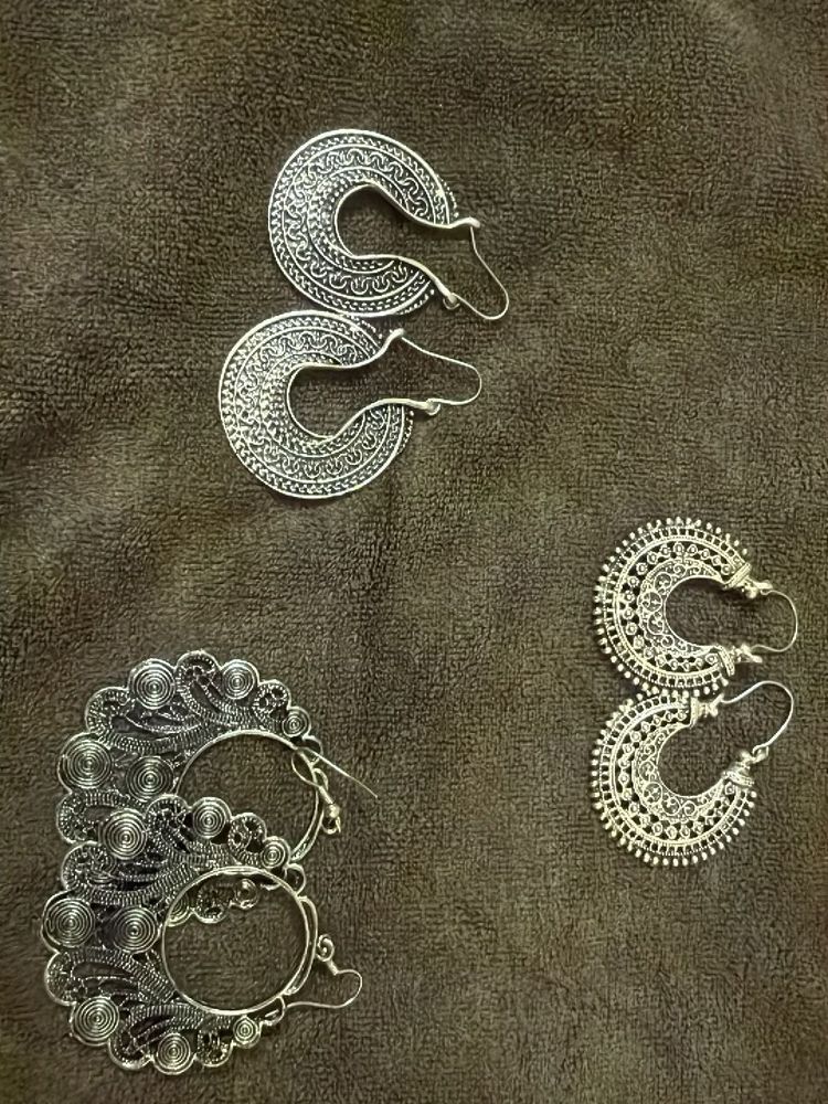Combo of three Boho Ethnic Hoop Earrin