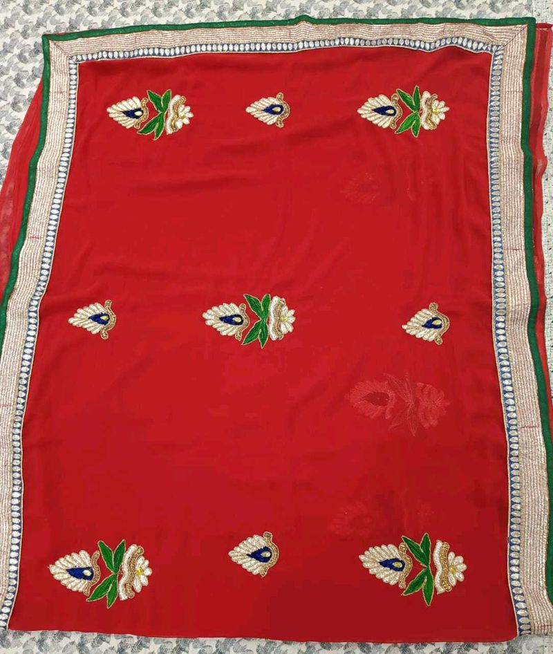 Red Embroidered Saree