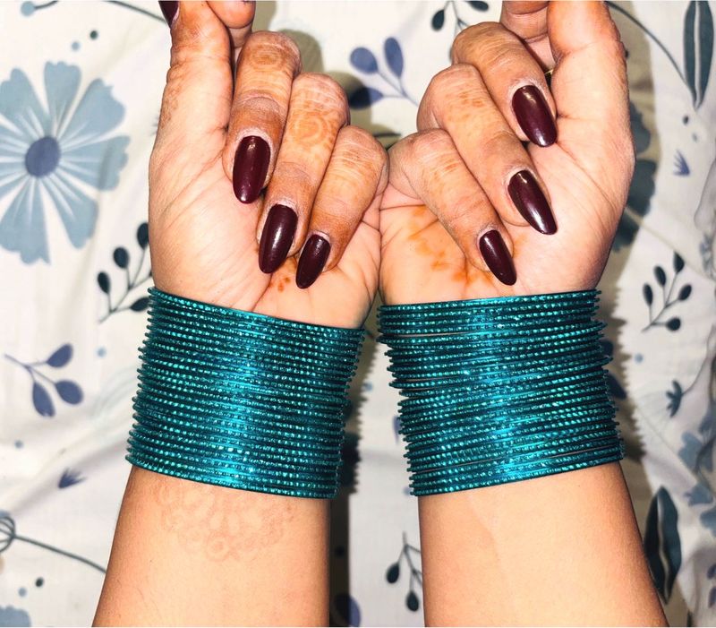 Teal shimmer metal Stackable Bangles