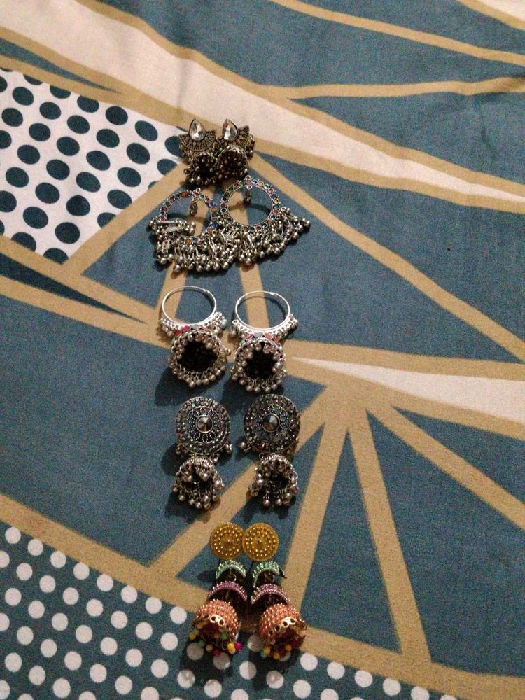 Elegant Jhumka &amp; Oxidized Earrings Set