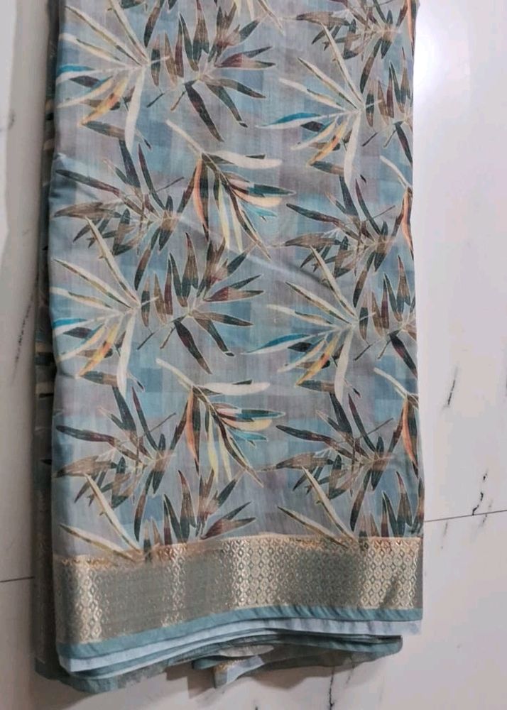 Combo Of Three Chanderi Cotton Digital Printed Sar