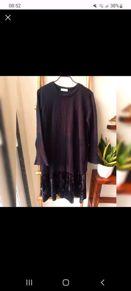 Korean branded warm velvet flapper dress