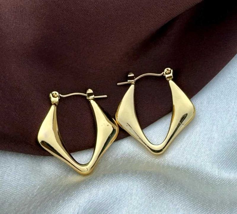 Anti Tarnish Gold Geometric Earrings