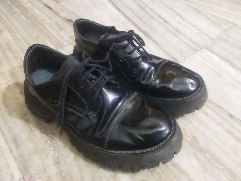 Chunky Black Platform Oxford Shoes