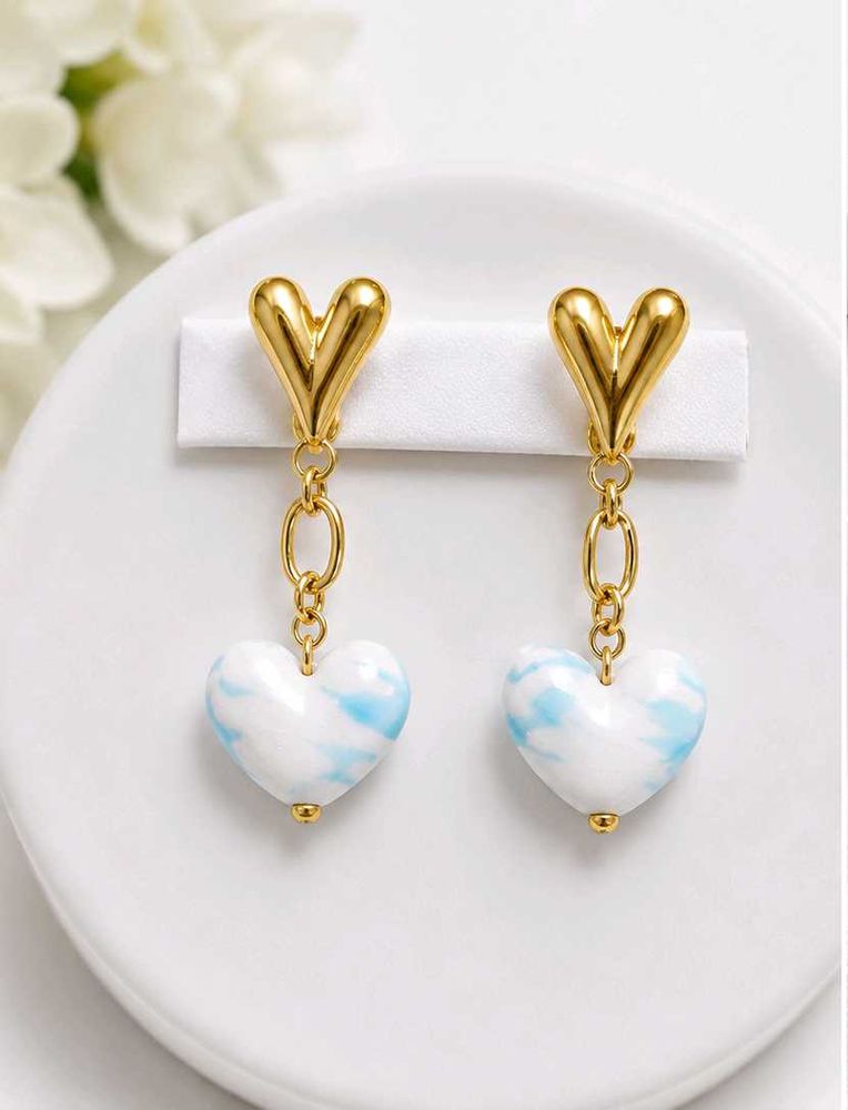 Heart Shaped Cloud Drop Earrings