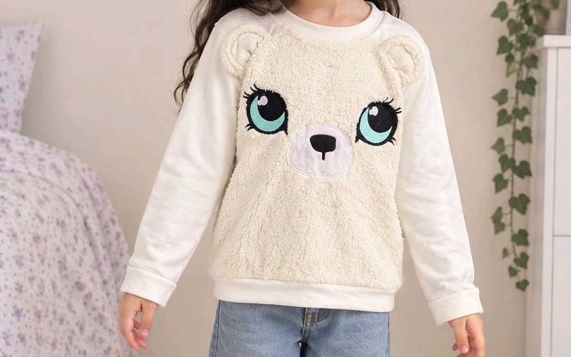 Cute Bear Face Cream Sweatshirt