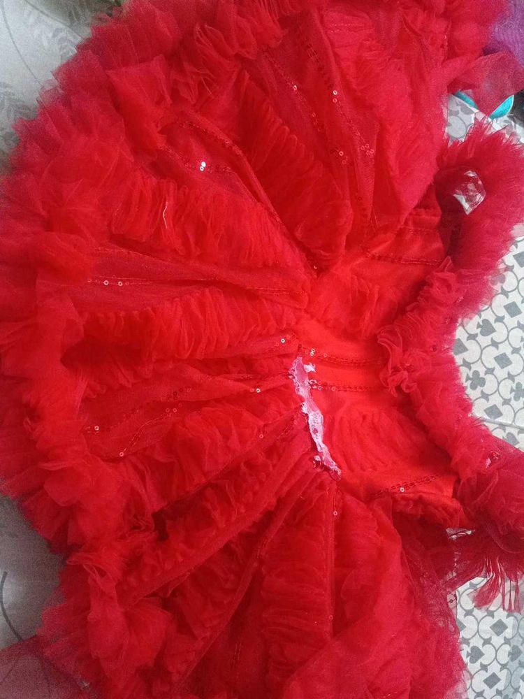 Red ♥️ Colour Party Wear Baby Frock