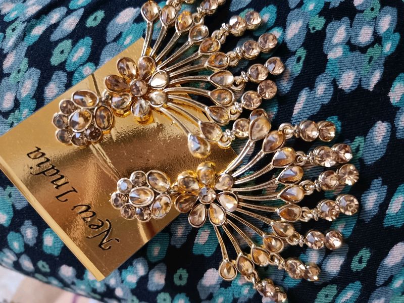 Only Single Time Used Beautiful Design Golden Earrings