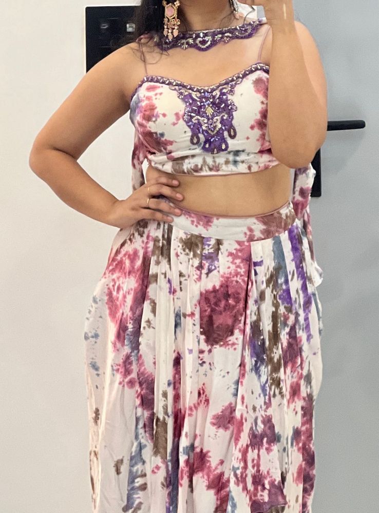 Stylish Tie-Dye Lehenga Choli Set